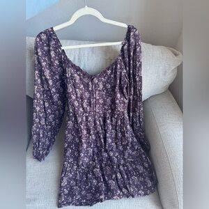 Altar'd State Plum Floral Long Sleeve Dress